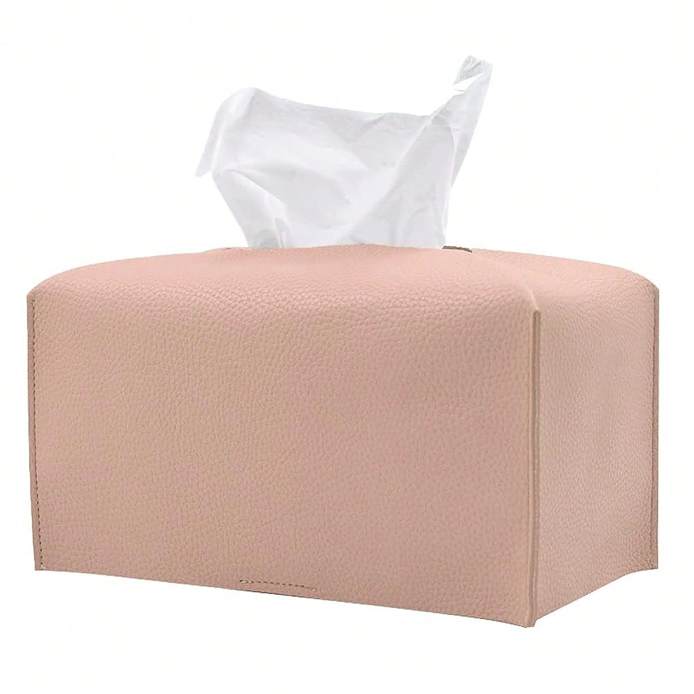 Extra Large Rectangle Tissue Box Cover, PU Leather Rectangular Tissue Box Holder With Bottom Belt Plus Size Tissue Box Organizer For Ba