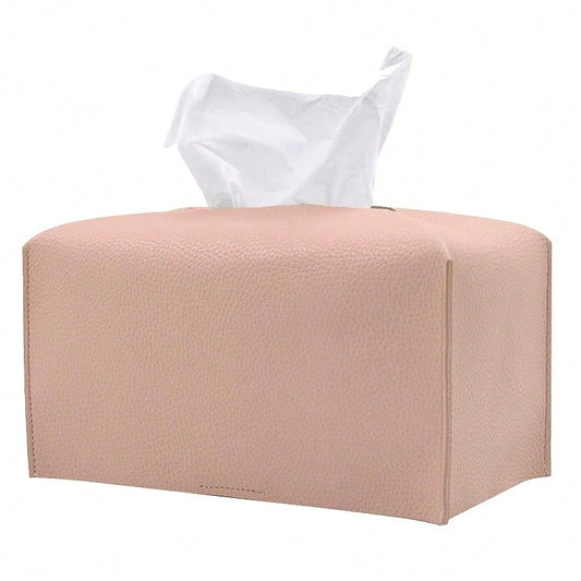 Extra Large Rectangle Tissue Box Cover, PU Leather Rectangular Tissue Box Holder With Bottom Belt Plus Size Tissue Box Organizer For Ba