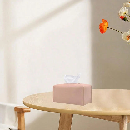 Extra Large Rectangle Tissue Box Cover, PU Leather Rectangular Tissue Box Holder With Bottom Belt Plus Size Tissue Box Organizer For Ba