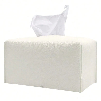 Extra Large Rectangle Tissue Box Cover, PU Leather Rectangular Tissue Box Holder With Bottom Belt Plus Size Tissue Box Organizer For Ba