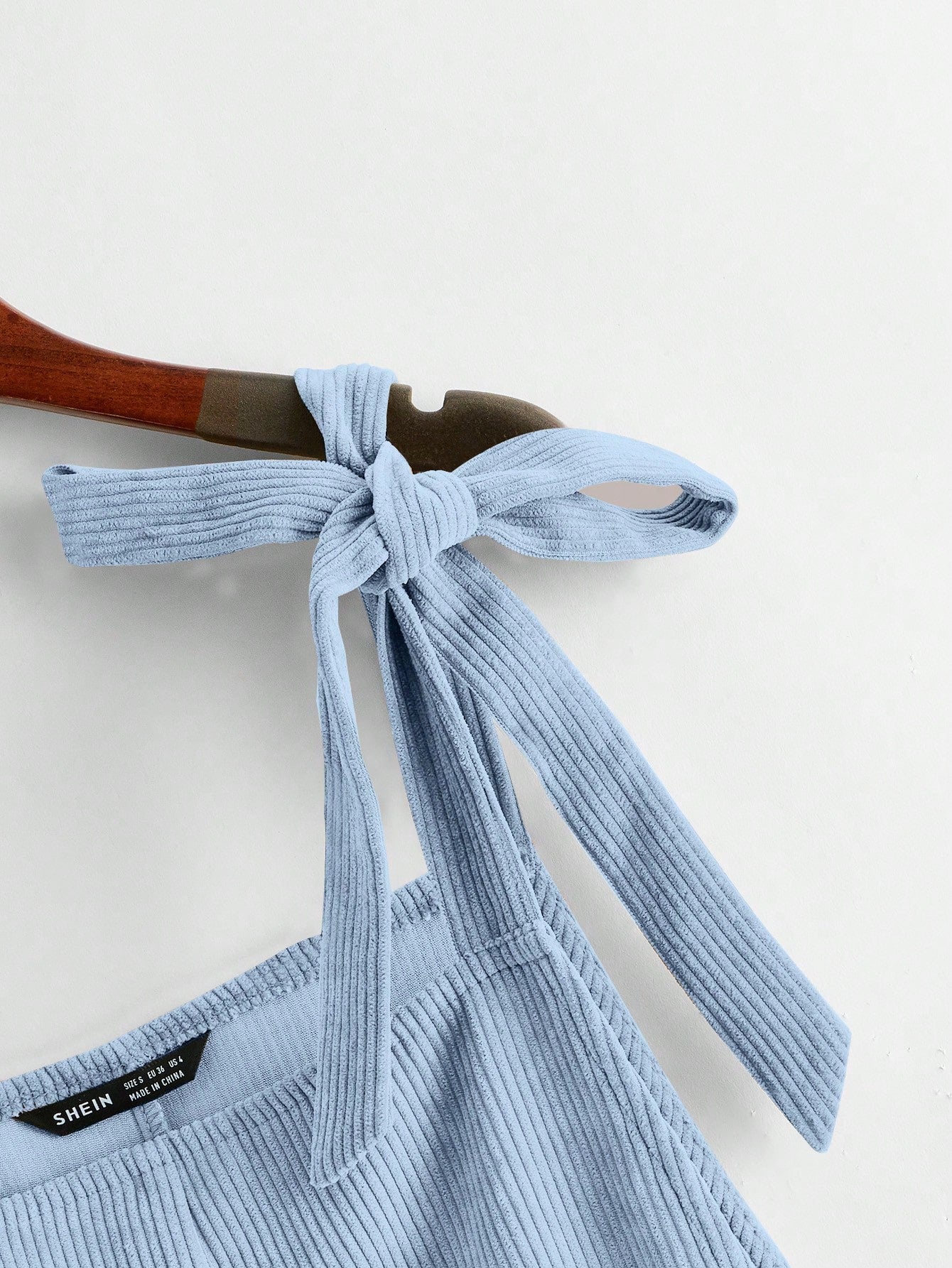 EZwear Knot Shoulder Patch Pocket Roll Hem Pinafore Romper