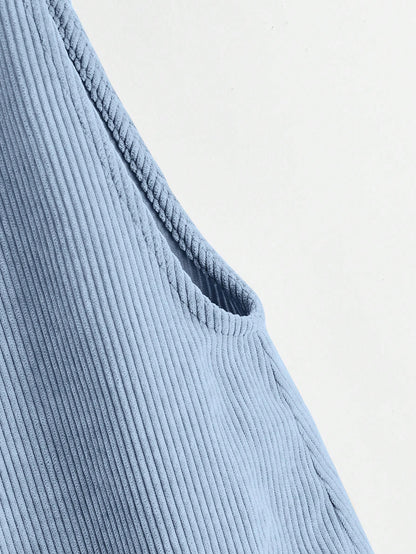EZwear Knot Shoulder Patch Pocket Roll Hem Pinafore Romper