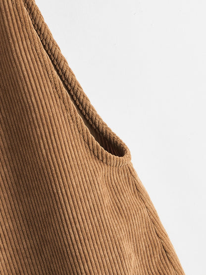 EZwear Knot Shoulder Patch Pocket Roll Hem Pinafore Romper