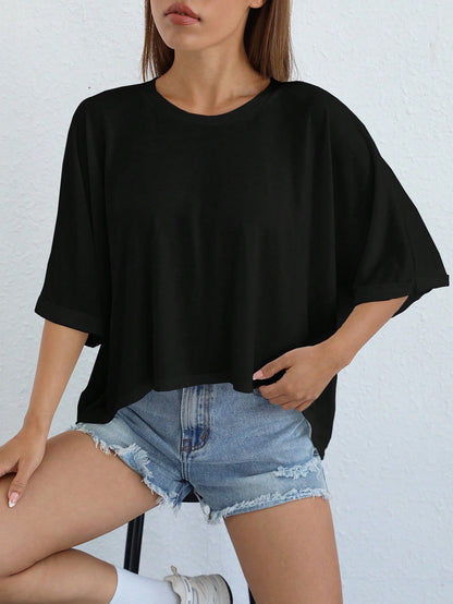 EZwear Women's Casual Asymmetrical White Knit T-Shirt