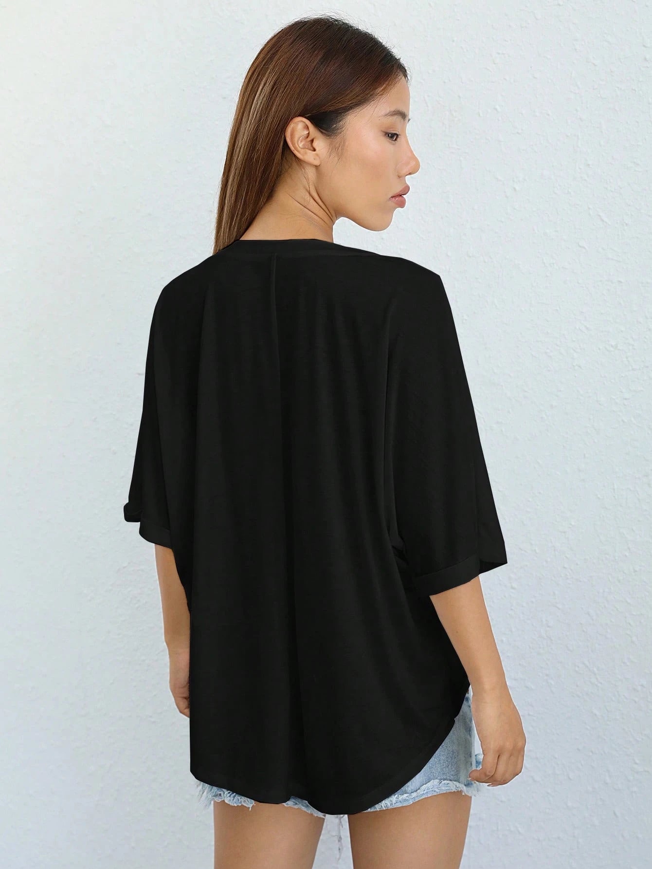 EZwear Women's Casual Asymmetrical White Knit T-Shirt
