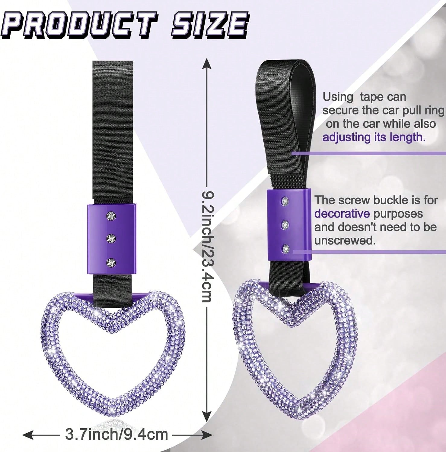 Fabbay Leopard Heart Car Handle Strap Drift Charm Car Accessories For Women Cheetah Heart Rear Bumper Warning Ring Decor For Auto Bus Subway Interior