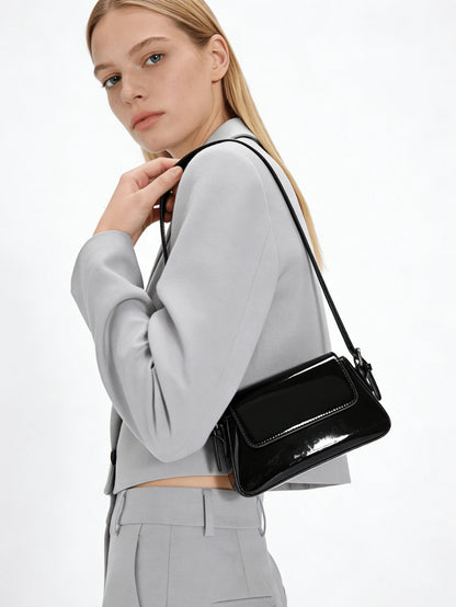 Fashion Baguette Shoulder Bag For Women Solid Color Handbag Pu Leather Underarm Bag Water Resistant Flap Bag For Gift Wedding Date Night Graduation