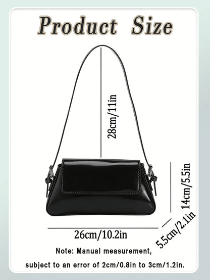 Fashion Baguette Shoulder Bag For Women Solid Color Handbag Pu Leather Underarm Bag Water Resistant Flap Bag For Gift Wedding Date Night Graduation