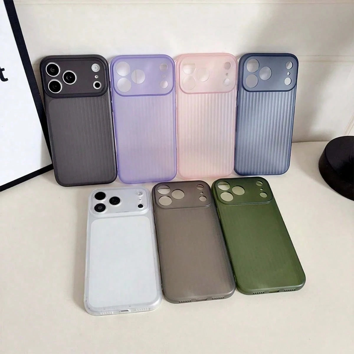 Fashion Linear Groove Bumper Case For IPhone 17 16 15 14 Pro Max Luxury Non-Slip Drop Protection Shockproof Integrated Camera Armor Cover
