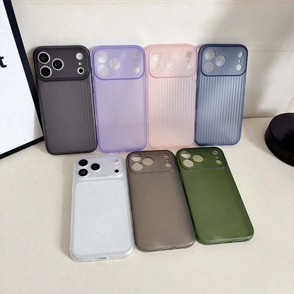 Fashion Linear Groove Bumper Case For IPhone 17 16 15 14 Pro Max Luxury Non-Slip Drop Protection Shockproof Integrated Camera Armor Cover