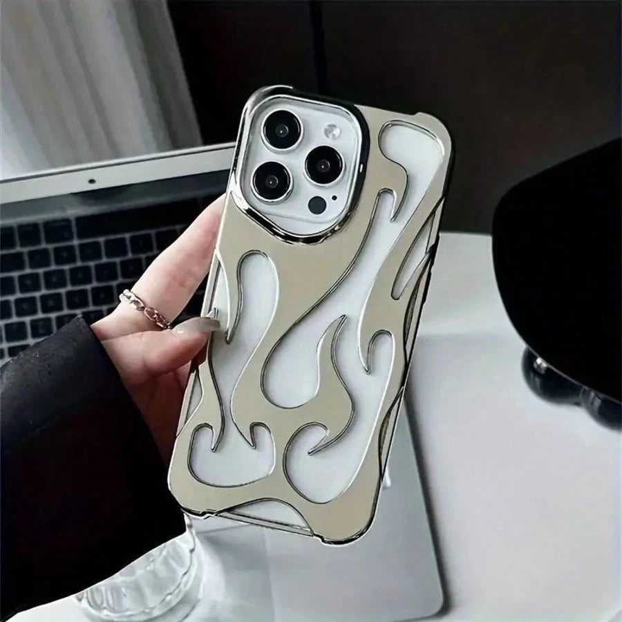 Fashion New Hollow Flame Pattern Anti-Drop Electroplated Soft Shell/Phone Case Suitable For IP, Galax, Sam/15ProMax/16promax/16pro/14promax/14pro/13promax/IPhone16/11/12/13/14/15/A13/A14/A15/S22ultra
