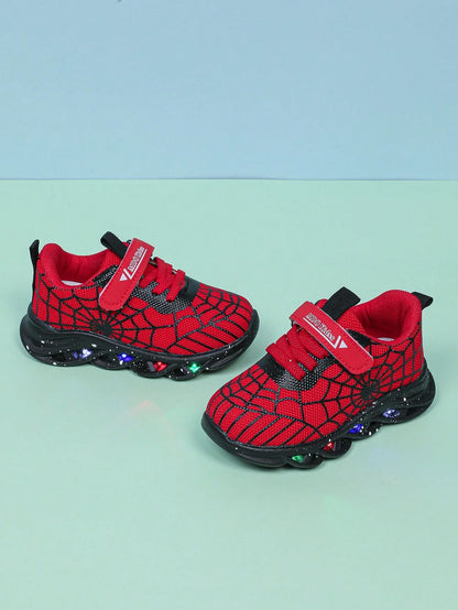 Fashion Spider LED Lighting Breathable Mesh Sports Shoes, Suitable For Boys And Girls- Casual, Shock-Absorbing, All-Season Non-Slip Outdoor Running And Walking Sneakers