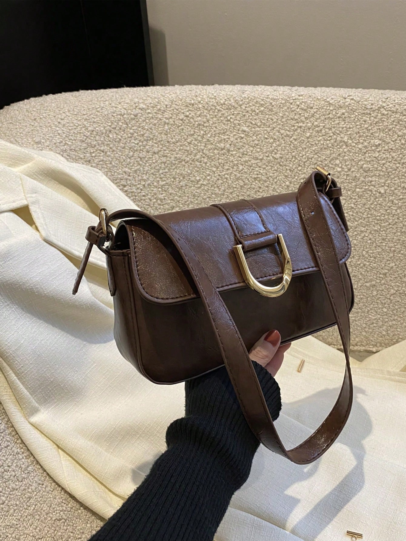 Fashion Women's Plain Color Flap Shoulder Bag