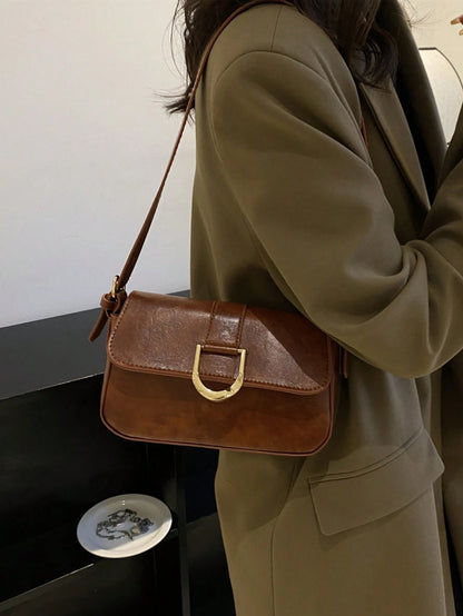 Fashion Women's Plain Color Flap Shoulder Bag