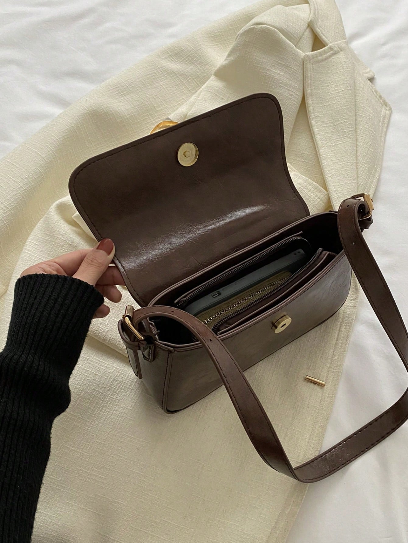 Fashion Women's Plain Color Flap Shoulder Bag