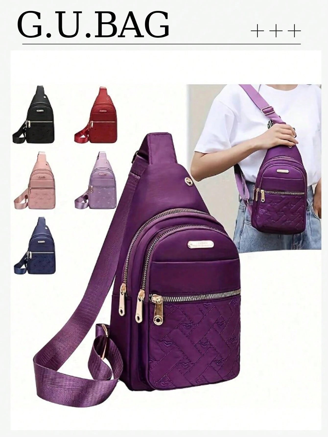 Fashionable And Durable Nylon Chest Bag- Multi-Functional Shoulder Crossbody Bag With Secure Strap, Suitable For Outdoor Adventure And Casual Wear