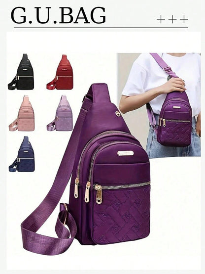 Fashionable And Durable Nylon Chest Bag- Multi-Functional Shoulder Crossbody Bag With Secure Strap, Suitable For Outdoor Adventure And Casual Wear