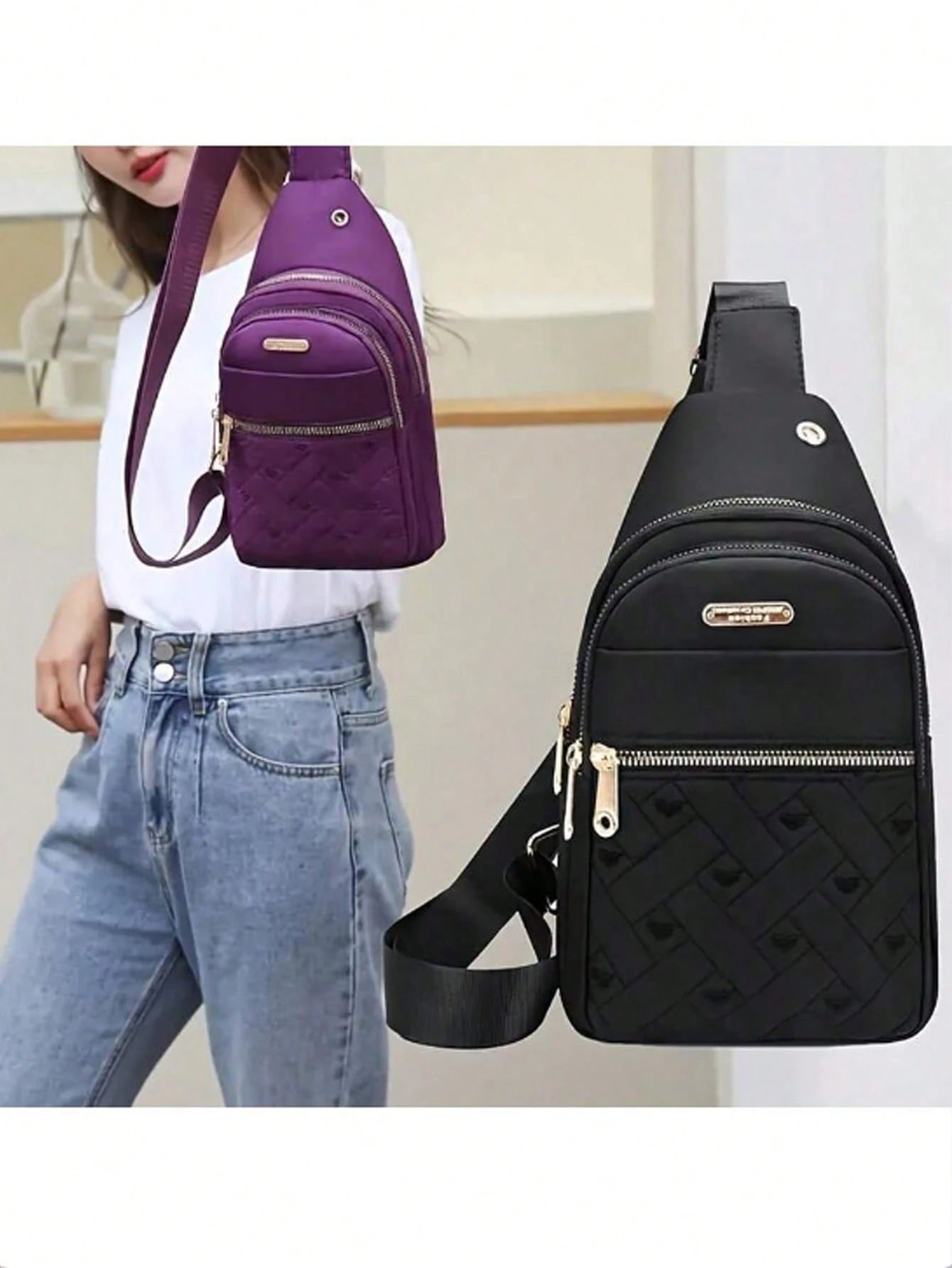 Fashionable And Durable Nylon Chest Bag- Multi-Functional Shoulder Crossbody Bag With Secure Strap, Suitable For Outdoor Adventure And Casual Wear