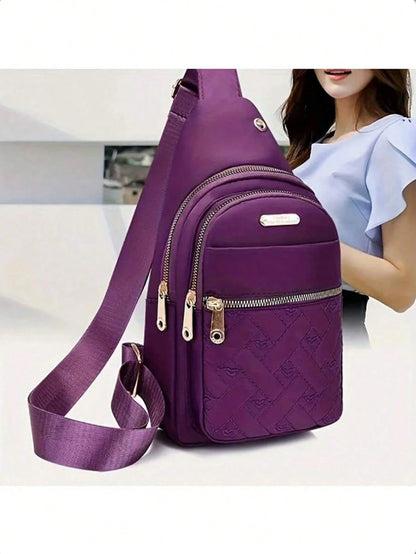 Fashionable And Durable Nylon Chest Bag- Multi-Functional Shoulder Crossbody Bag With Secure Strap, Suitable For Outdoor Adventure And Casual Wear