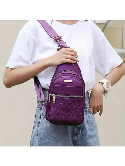 Fashionable And Durable Nylon Chest Bag- Multi-Functional Shoulder Crossbody Bag With Secure Strap, Suitable For Outdoor Adventure And Casual Wear