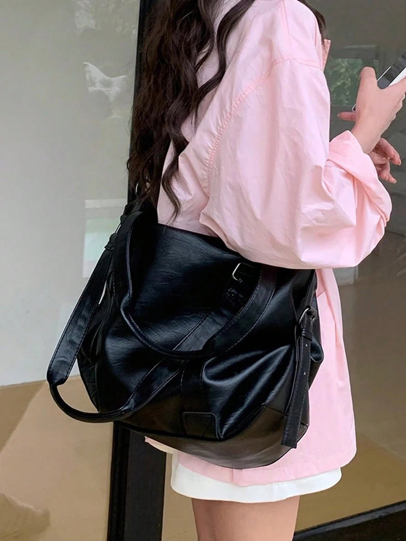 Fashionable Large Capacity Shoulder Underarm Bag, Versatile Women's Soft Leather Tote Bag