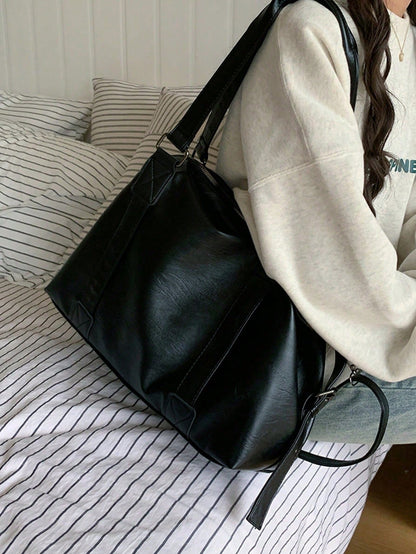 Fashionable Large Capacity Shoulder Underarm Bag, Versatile Women's Soft Leather Tote Bag