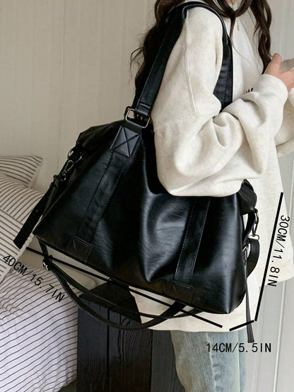 Fashionable Large Capacity Shoulder Underarm Bag, Versatile Women's Soft Leather Tote Bag