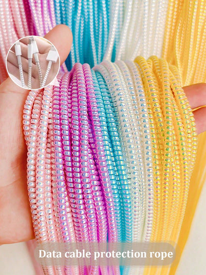 Fast Charging Data Cable Protection 1pc 1.4m Laser Protective Sleeve Data Cable Phone Charger Cable Spiral Laser Data Cable Protection Rope Women's Day Gift