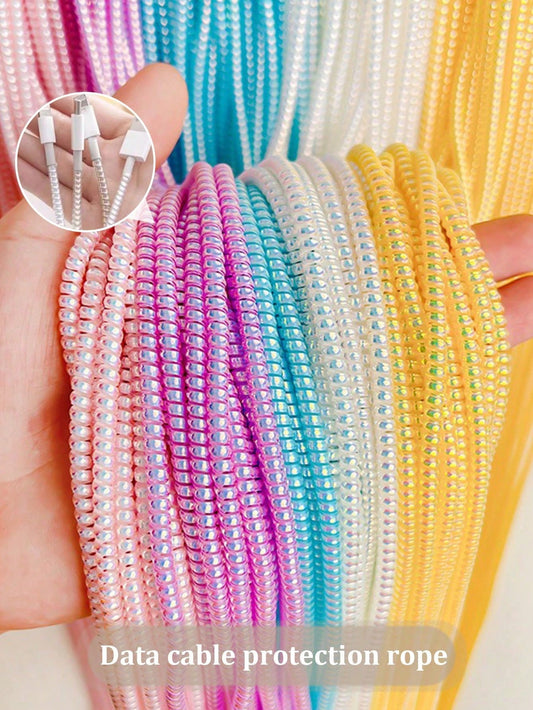 Fast Charging Data Cable Protection 1pc 1.4m Laser Protective Sleeve Data Cable Phone Charger Cable Spiral Laser Data Cable Protection Rope Women's Day Gift