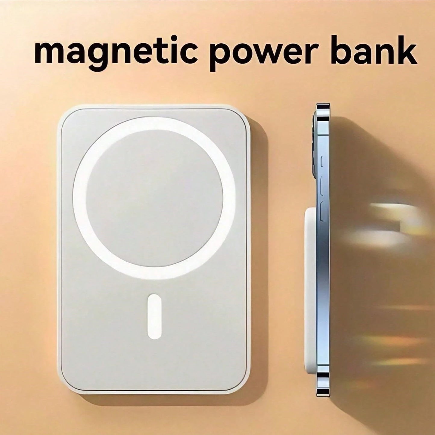 Fast Charging Magnetic Power Bank Portable Power Supply MagSafe Ring For Battery Pack 5000mAh Magnetic Power Bank With Type-C Cable Fast Charging Lighting Input Wireless Portable Charger For 16/15/14