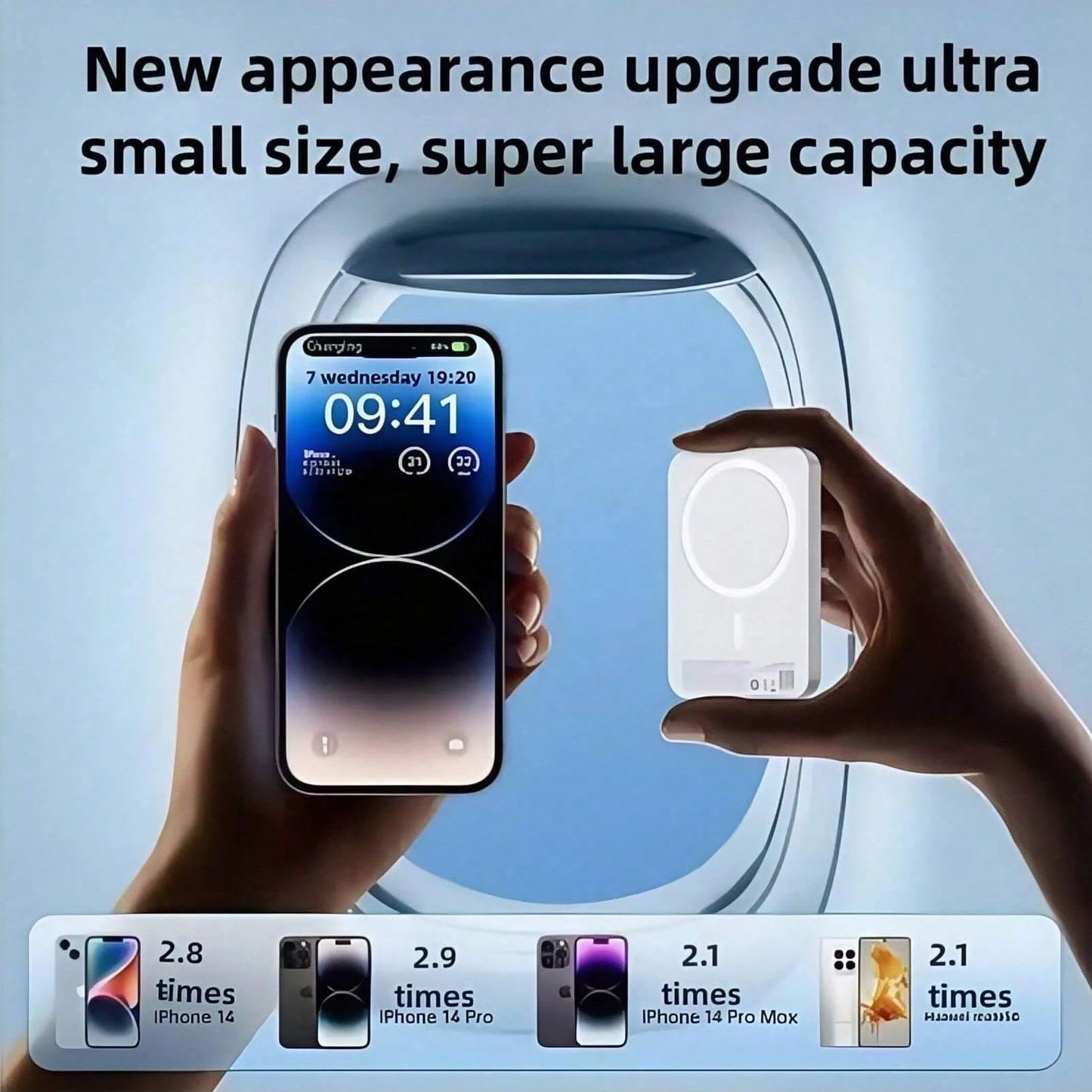 Fast Charging Magnetic Power Bank Portable Power Supply MagSafe Ring For Battery Pack 5000mAh Magnetic Power Bank With Type-C Cable Fast Charging Lighting Input Wireless Portable Charger For 16/15/14