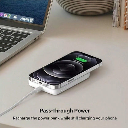 Fast Charging Magnetic Power Bank Portable Power Supply MagSafe Ring For Battery Pack 5000mAh Magnetic Power Bank With Type-C Cable Fast Charging Lighting Input Wireless Portable Charger For 16/15/14