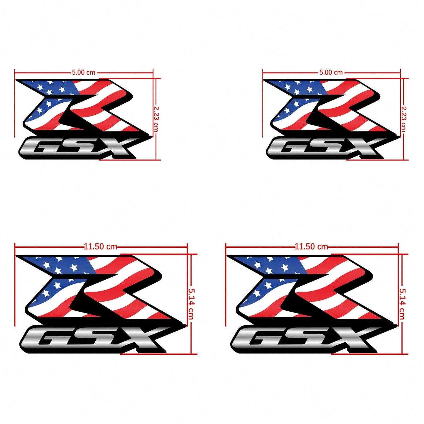 FCV 4 Packs Motorcycle Fairing Sticker Decal, Reflective Vinyl Decal Compatible With Suzuki GSXR750 1000 600 VTR750 GSXR 600 750 1000 CBR1000RR Fairing Kit Stickers Decals- 11.5cm&5cm