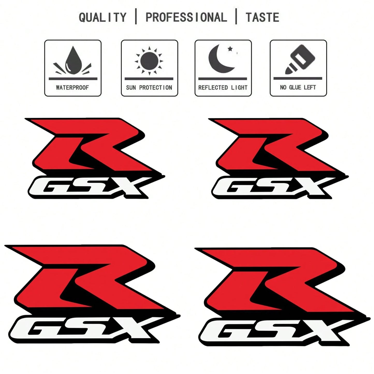 FCV 4 Packs Motorcycle Fairing Sticker Decal, Reflective Vinyl Decal Compatible With Suzuki GSXR750 1000 600 VTR750 GSXR 600 750 1000 CBR1000RR Fairing Kit Stickers Decals- 11.5cm&5cm
