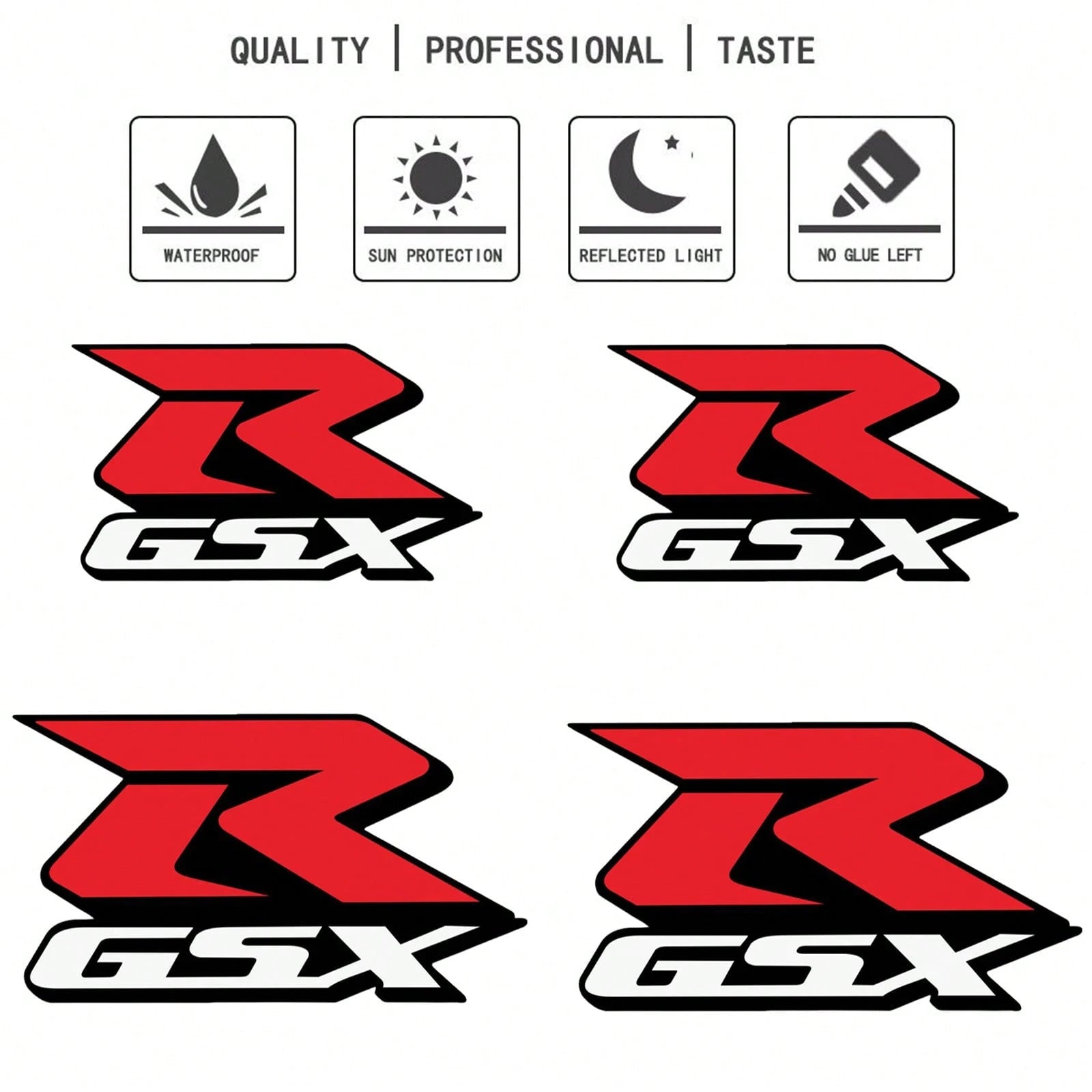 FCV 4 Packs Motorcycle Fairing Sticker Decal, Reflective Vinyl Decal Compatible With Suzuki GSXR750 1000 600 VTR750 GSXR 600 750 1000 CBR1000RR Fairing Kit Stickers Decals- 11.5cm&5cm