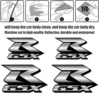 FCV 4 Packs Motorcycle Fairing Sticker Decal, Reflective Vinyl Decal Compatible With Suzuki GSXR750 1000 600 VTR750 GSXR 600 750 1000 CBR1000RR Fairing Kit Stickers Decals- 11.5cm&5cm