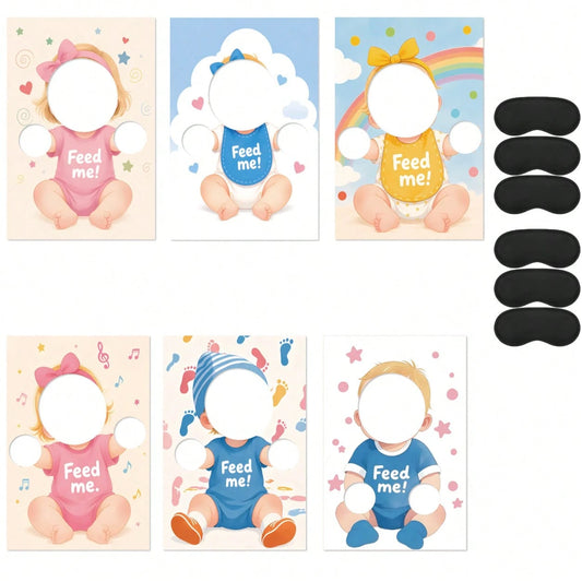 Feed The Baby Game, Baby Shower Game Backdrop, Fun Baby Shower Game, Blindfolded Feeding Game Banner, Suitable For Gender Reveal, Wedding Party Events