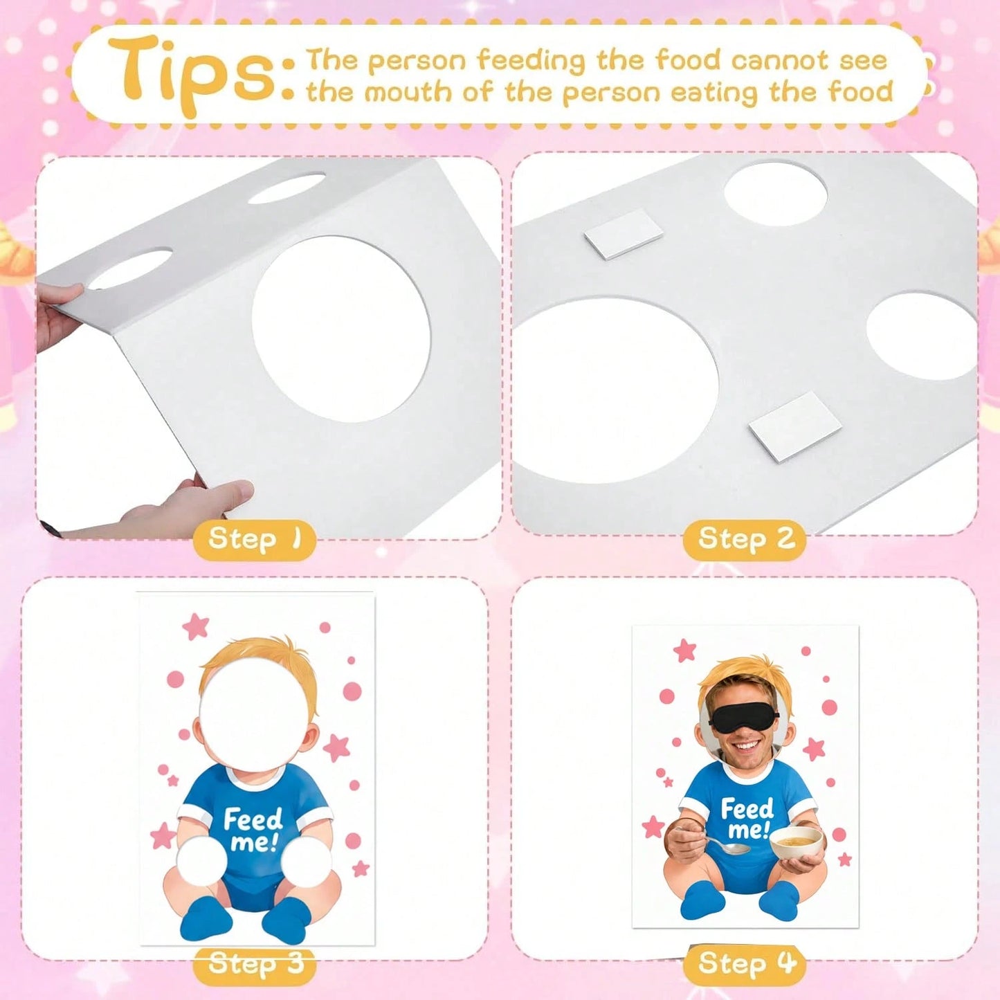 Feed The Baby Game, Baby Shower Game Backdrop, Fun Baby Shower Game, Blindfolded Feeding Game Banner, Suitable For Gender Reveal, Wedding Party Events