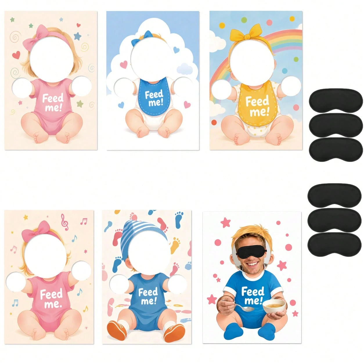 Feed The Baby Game, Baby Shower Game Backdrop, Fun Baby Shower Game, Blindfolded Feeding Game Banner, Suitable For Gender Reveal, Wedding Party Events