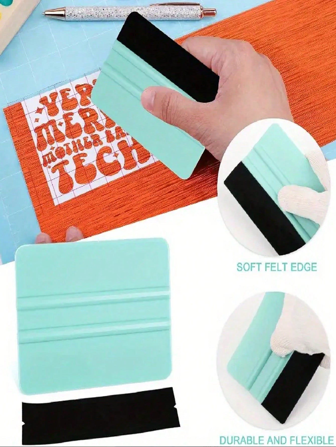 Felt Edge Squeegee Car Window Film Application Tool, 4pcs Vinyl Film Application Tool Set, Car Window Film Application Kit, Car Straight Edge Squeegee Tool, Suitable For All Vinyl Film, Car Window Fil
