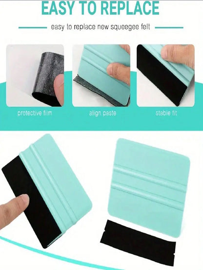 Felt Edge Squeegee Car Window Film Application Tool, 4pcs Vinyl Film Application Tool Set, Car Window Film Application Kit, Car Straight Edge Squeegee Tool, Suitable For All Vinyl Film, Car Window Fil