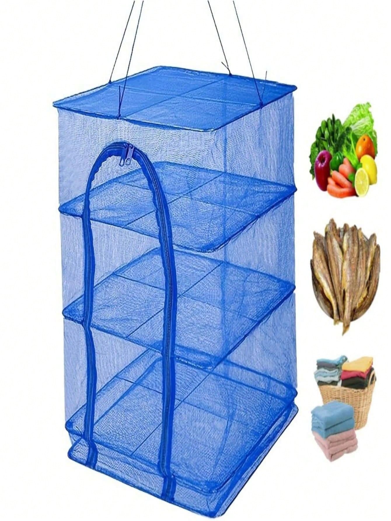 Foldable Hanging Drying Rack For Shrimp, Fish, Vegetables, And Herbs- Mesh Drying Net (25.59X13.78X13.78in), Kitchen Stuff Camping