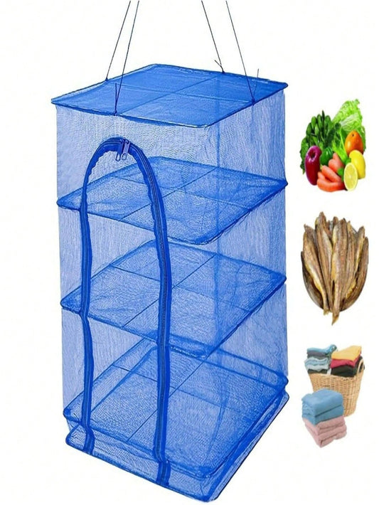 Foldable Hanging Drying Rack For Shrimp, Fish, Vegetables, And Herbs- Mesh Drying Net (25.59X13.78X13.78in), Kitchen Stuff Camping
