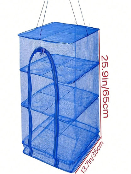 Foldable Hanging Drying Rack For Shrimp, Fish, Vegetables, And Herbs- Mesh Drying Net (25.59X13.78X13.78in), Kitchen Stuff Camping