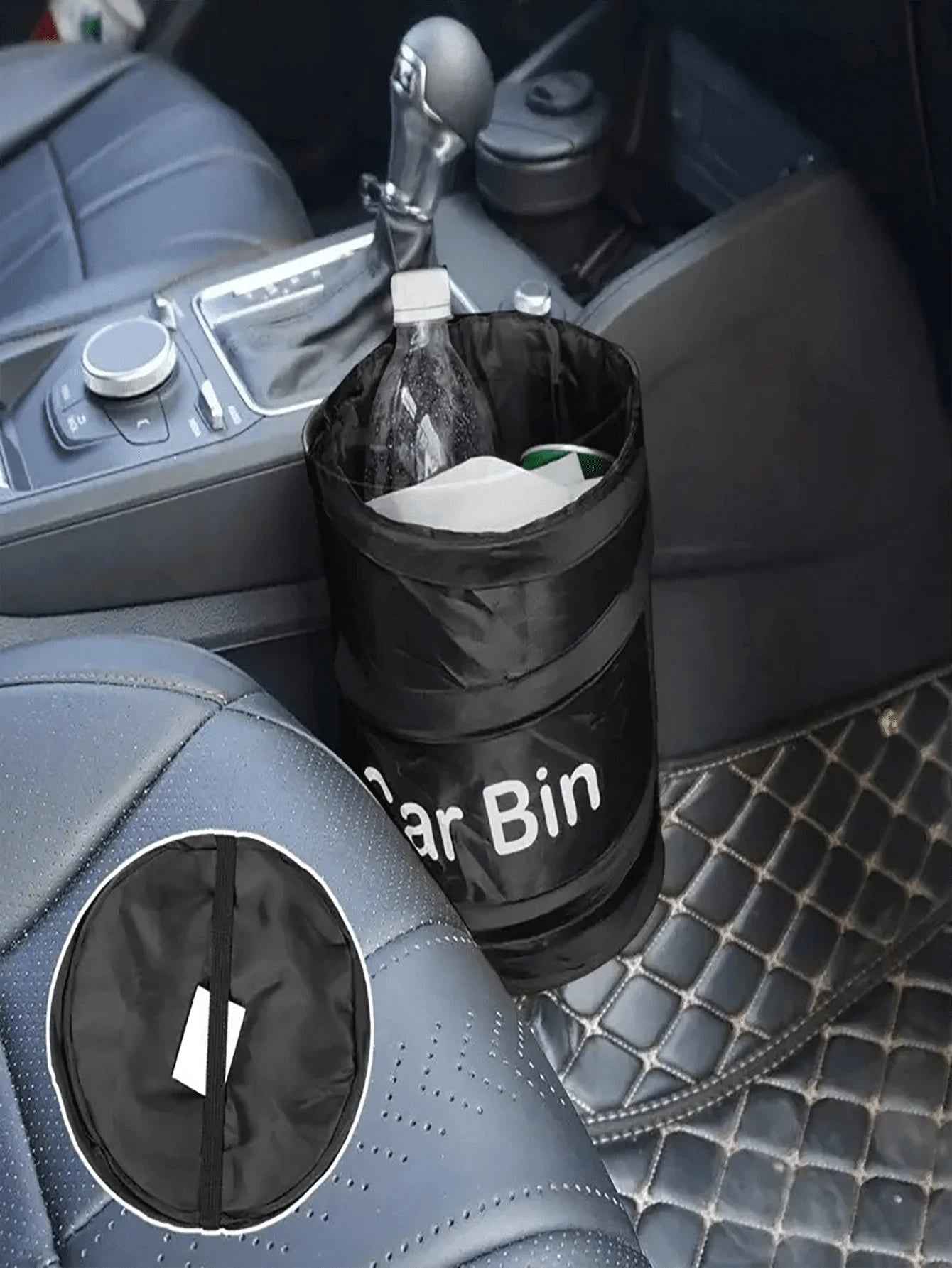 Foldable Multi-Function Portable Oxford Cloth Car Trash Can, Black Garbage Storage Bag, Compact Car Interior Waste Bin, Multi-Purpose Vehicle Cleaning Storage Box; Can Be Hung On Seat Back, Dedicated
