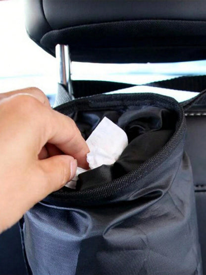Foldable Multi-Function Portable Oxford Cloth Car Trash Can, Black Garbage Storage Bag, Compact Car Interior Waste Bin, Multi-Purpose Vehicle Cleaning Storage Box; Can Be Hung On Seat Back, Dedicated
