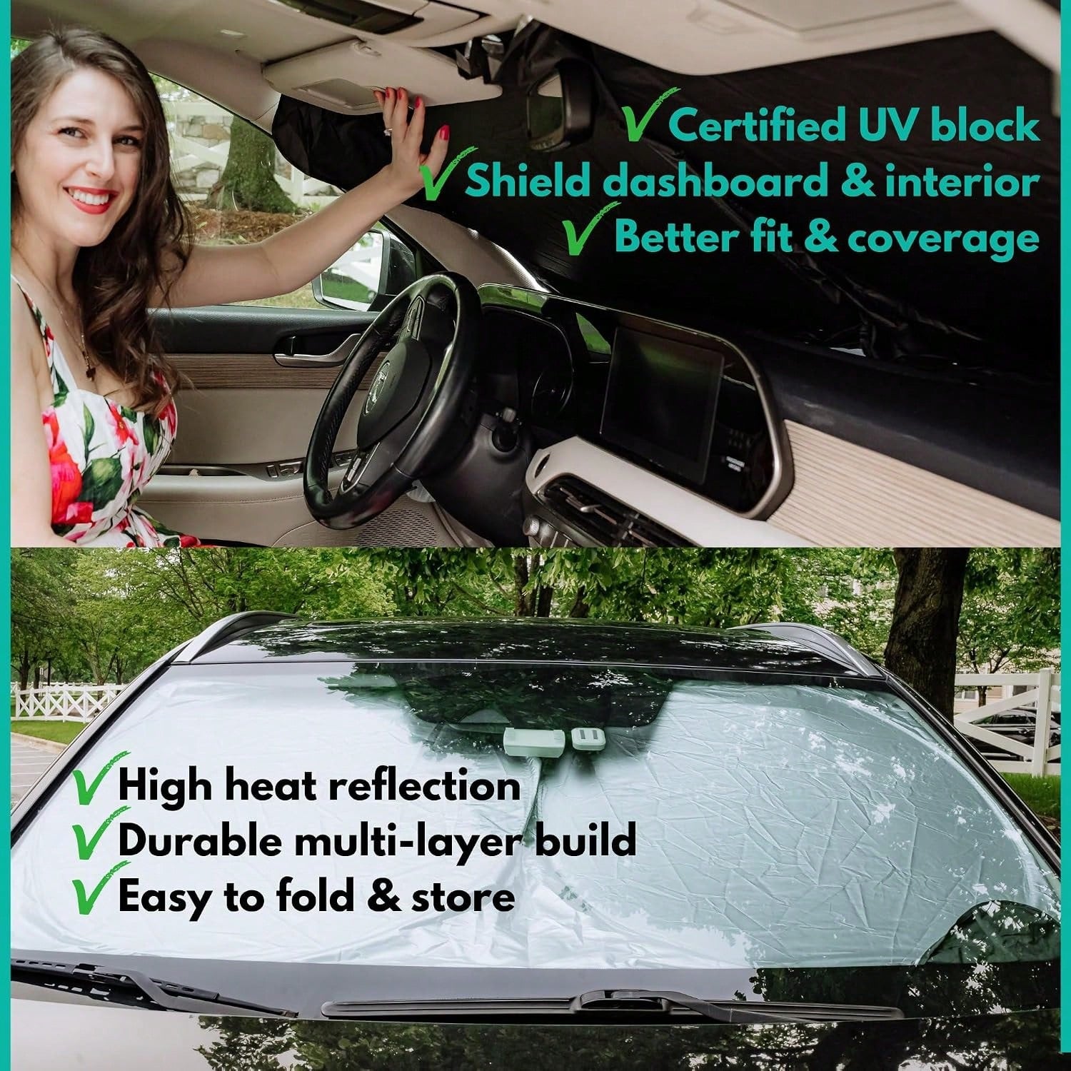 Foldable Windshield Sun Shade, Front Window Sunshade, Blocks UV Rays To Keep Your Car Cool, Universal Thick Sunscreen Board For Car Interior Shading And Cooling