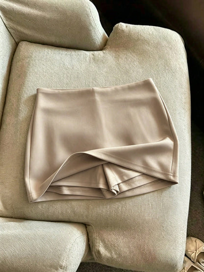 Franclia Women's Solid Elegant Mini Skort, Casual Summer, Women's Simple Casual, Fashion Daily Wear