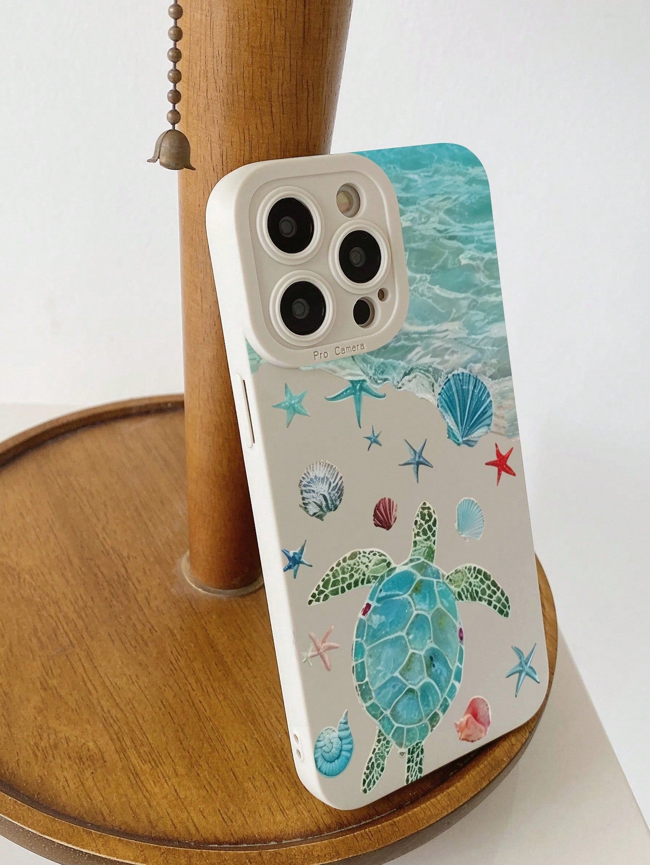 Fresh Ocean Turtle Shell Starfish Print White Border Full Coverage Anti-Drop TPU Soft Silicone Phone Case, Compatible With Apple 11/12pro/13pro/14pro/12promax/13promax/14promax/14plus/17pro Max/13/17