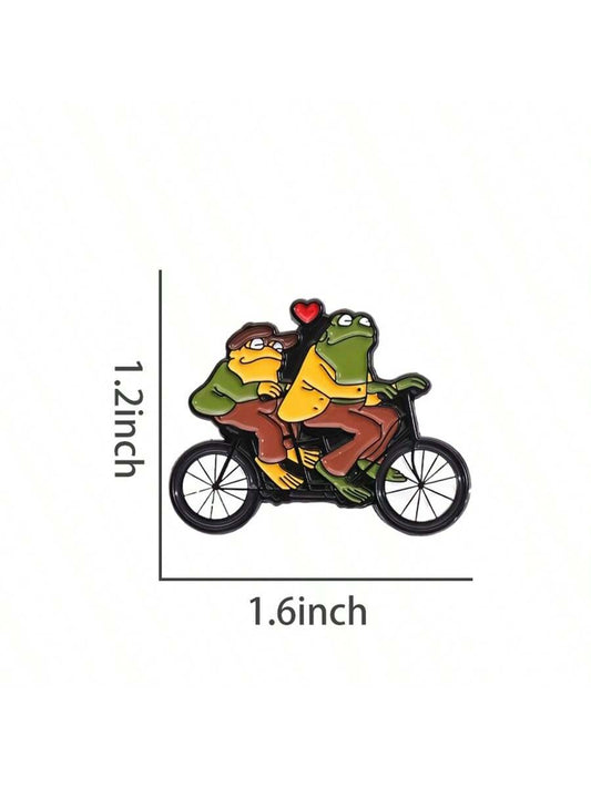 Frog Bicycle Love: Fun And Romantic Brooch That Highlights Your Unique Personalized Halloween Pin For Clothes Bag Charm Backpack For School Kpop Teacher Supplies Bag Charms Cute Office Accessories Shi